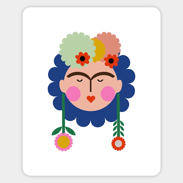 Frida kahlo mexican painter colorful summer flowers viva la vida Sticker by sugarcloudlb-studio